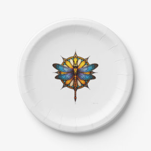 Mandala Libelle Leuchtende Heilige Geometrie Spiri Pappteller