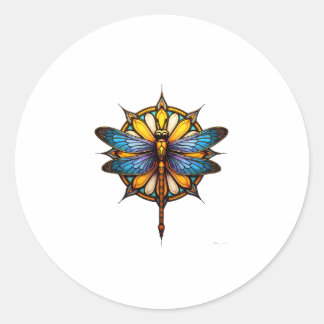 Mandala Libelle Leuchtende Heilige Geometrie Spiri Runder Aufkleber