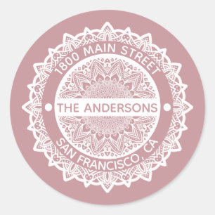 Mandala Lila Address Label Round Aufkleber