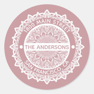 Mandala Lila Address Label Round Aufkleber