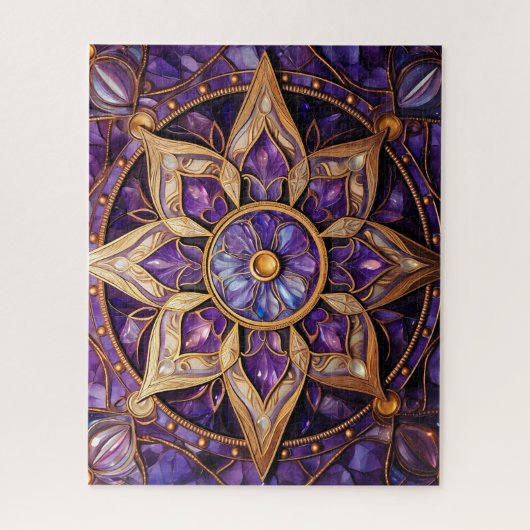 Mandala Lila Gold Puzzle (Vertikal)