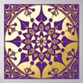 Mandala Lila Gold Snowflake Illustration Foliendrucke (Vorderseite)