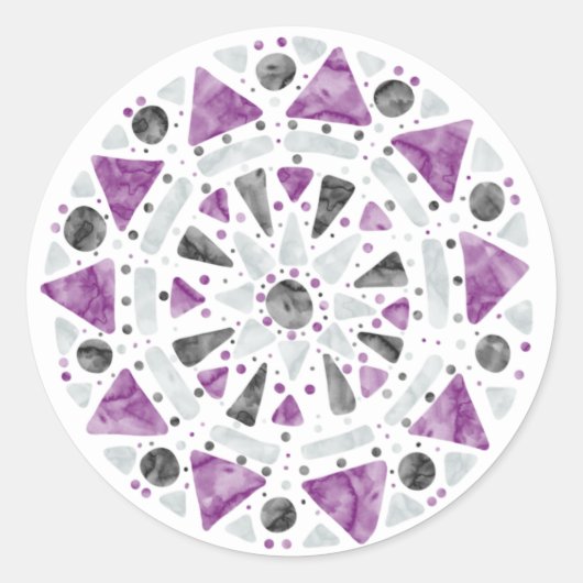 Mandala Lila Gray Black Ace Asexual Prilag Flag Runder Aufkleber (Vorderseite)