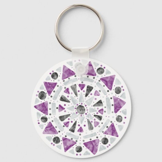 Mandala Lila Gray Black Ace Asexual Prilag Flag Schlüsselanhänger (Vorderseite)