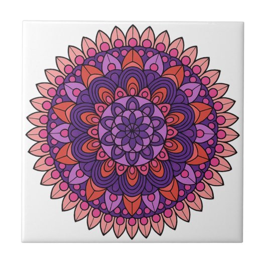 Mandala lila und rosa fliese (Vorderseite)