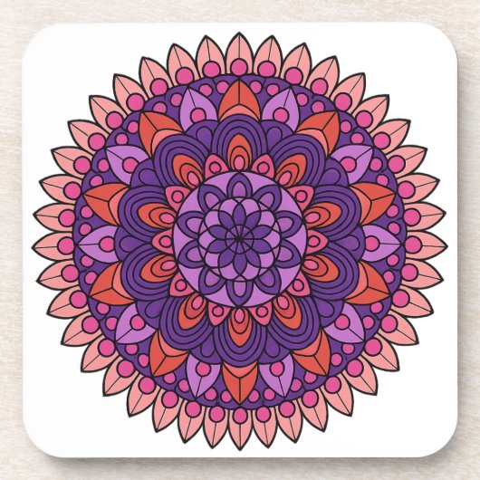 Mandala lila und rosa getränkeuntersetzer (Vorderseite)