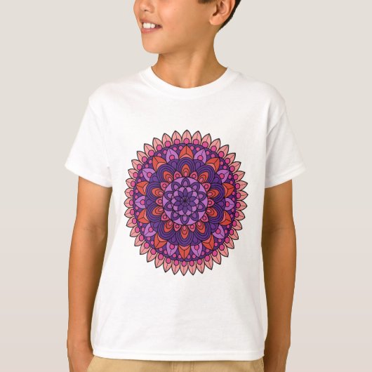 Mandala lila und rosa T-Shirt (Vorderseite)