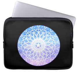 Mandala, lila, weiß und blau laptopschutzhülle