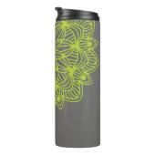 Mandala Lime Green Gray Personalisiert Elegant Thermosbecher (Nach rechts gedreht)