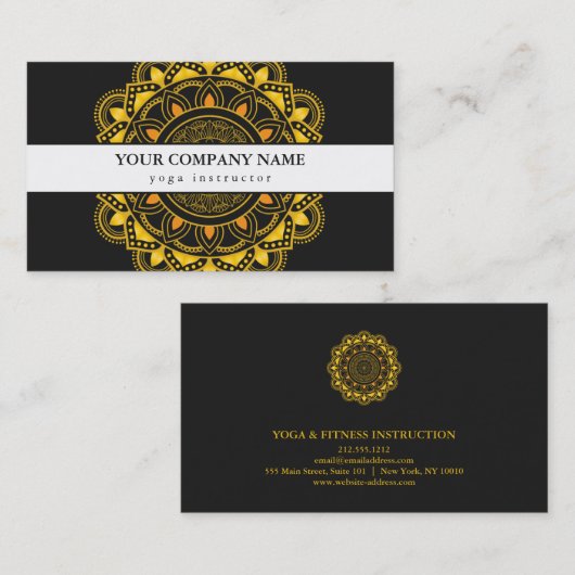 MANDALA-LOGO ZURÜCK YOGA INSTRUCTOR-GESCHÄFT VISITENKARTE (Vorne/Hinten)
