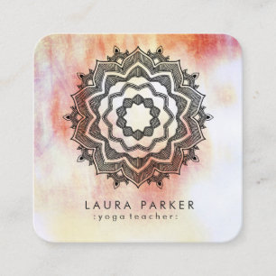 Mandala-Lotos-Blumen-Yoga-Meditation holistisch Quadratische Visitenkarte