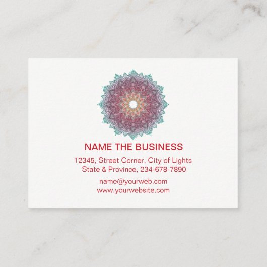 Mandala-Lotos-Blumen-Yoga-Rosa-Grün holistisch Visitenkarte (Rückseite)