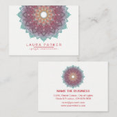 Mandala-Lotos-Blumen-Yoga-Rosa-Grün holistisch Visitenkarte (Vorne/Hinten)