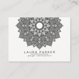 Mandala-Lotos-Blumen-Yoga-Schwarz-weißes Visitenkarte