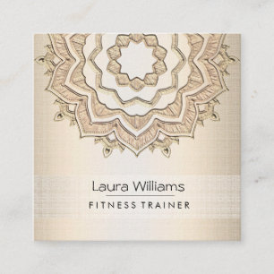 Mandala Lotus Blume Gold Yoga Instructor Fitness Quadratische Visitenkarte
