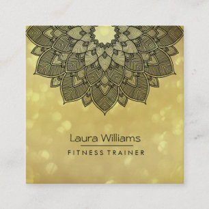 Mandala Lotus Blume Gold Yoga Instruktor Holistisc Quadratische Visitenkarte