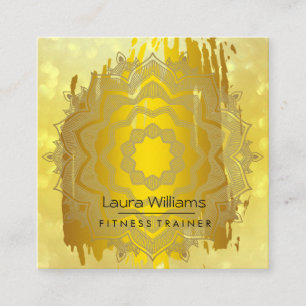 Mandala Lotus Blume Gold Yoga Instruktor Holistisc Quadratische Visitenkarte