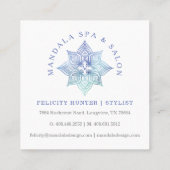 Mandala Lotus Blume Logo und Blue Aquamarin Waterc Quadratische Visitenkarte (Rückseite)