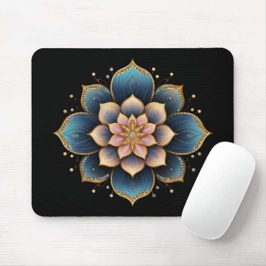 Mandala Lotus Blume mit Sparkling Crystals Mousepad (Mit Mouse)