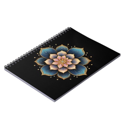 Mandala Lotus Blume mit Sparkling Crystals Notizblock (Linke Seite)