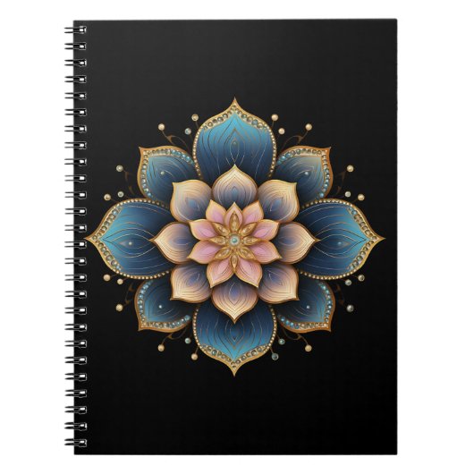 Mandala Lotus Blume mit Sparkling Crystals Notizblock (Vorderseite)