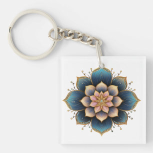 Mandala Lotus Blume mit Sparkling Crystals Schlüsselanhänger