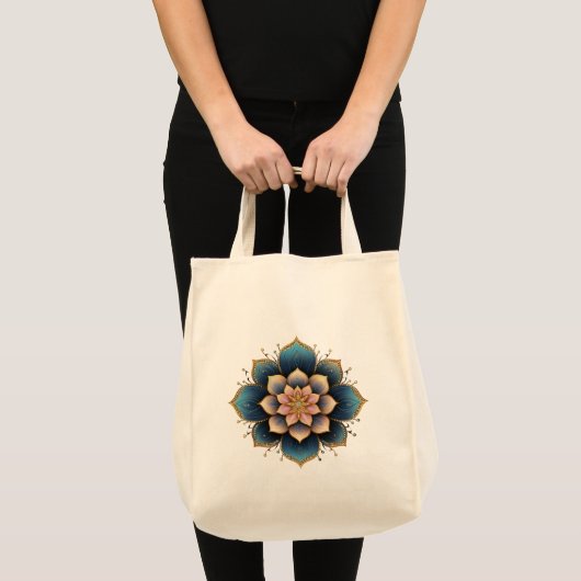 Mandala Lotus Blume mit Sparkling Crystals Tragetasche (Vorderseite (Produkt))