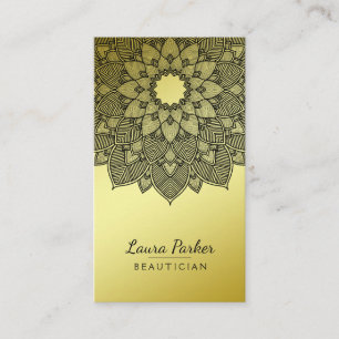 Mandala Lotus Blume Yoga Black Gold Clean Visitenkarte