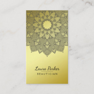 Mandala Lotus Blume Yoga Black Gold Clean Visitenkarte