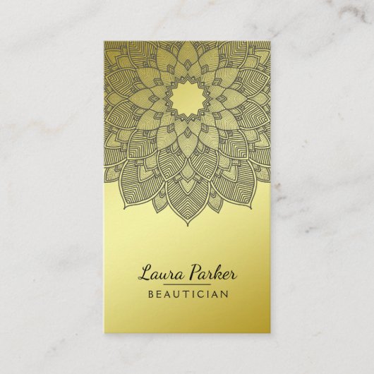 Mandala Lotus Blume Yoga Black Gold Clean Visitenkarte (Vorderseite)