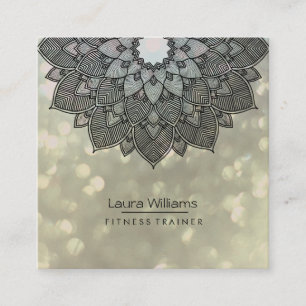 Mandala Lotus Blume Yoga Instruktor Holistisch Quadratische Visitenkarte