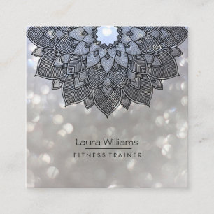 Mandala Lotus Blume Yoga Instruktor Holistisch Quadratische Visitenkarte