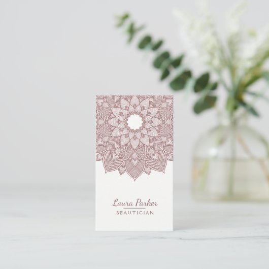 Mandala Lotus Blume Yoga Wellness Medizin Rosa Visitenkarte (Stehend Vorderseite)