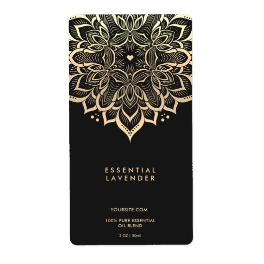 Mandala Lotus Elegantes Schwarzes Gold Spirituelle (Vorne)