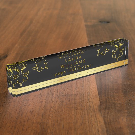 Mandala Lotus Yoga Holistic Gold Classic Namensplakette (Seite)