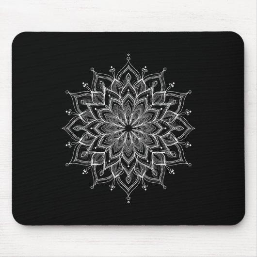 Mandala Lotus Zen Kunst Boho Buddha Botanisch Sukk Mousepad (Vorne)