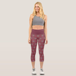 Mandala Magenta Capri Leggings