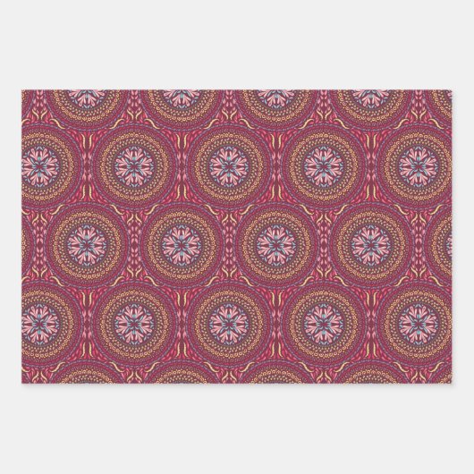 Mandala Magenta Design Geschenkpapier Set (Vorderseite)