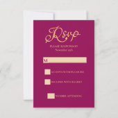 Mandala Magenta Gold Indian Wedding RSVP Karte (Vorderseite)