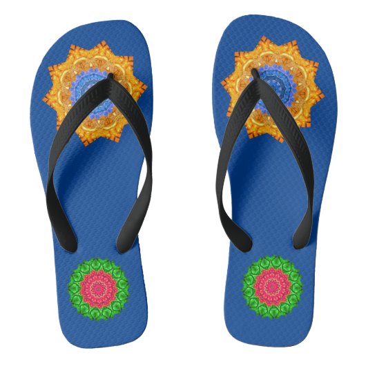 Mandala Magic Chakra Enhanced Blue Sea Badesandalen (Fußbett)