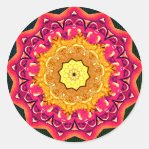 Mandala Magic Pomegranate Gold Runder Aufkleber