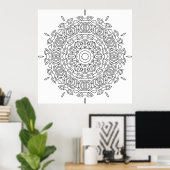 Mandala-Malvorlage Geschichtetes Blattmuster-Desig Poster (Heimbüro)
