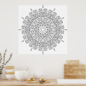 Mandala-Malvorlage Geschichtetes Blattmuster-Desig Poster (Küche)