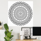 Mandala-Malvorlage mit Blütenblatt-Ringschichten K Poster (Heimbüro)