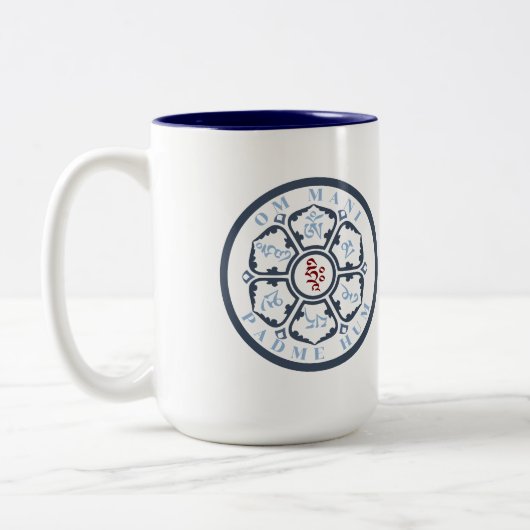 Mandala Mantra Zweifarbige Tasse (Links)