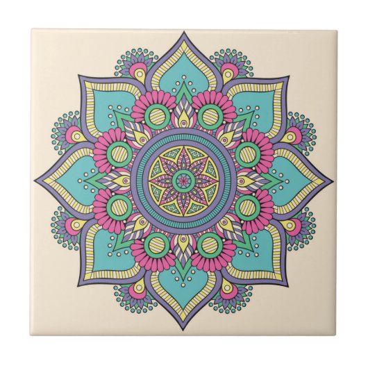 Mandala/Marokkanisches Flachmuster Fliese (Vorderseite)