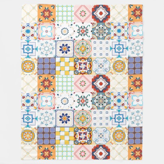 Mandala/Marokkanisches Fliesenmuster Fleece Blanke (Vorderseite)