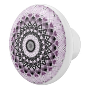 Mandala-Medaillon in Lila und Schwarz Keramikknauf