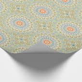 Mandala Medallion in Green, Blue und Orange Geschenkpapier (Ecke)