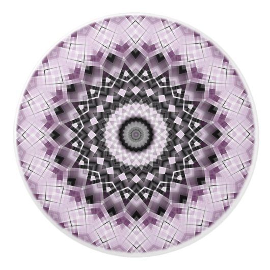 Mandala Medallion in Lila und schwarz Keramikknauf (Vorderseite)